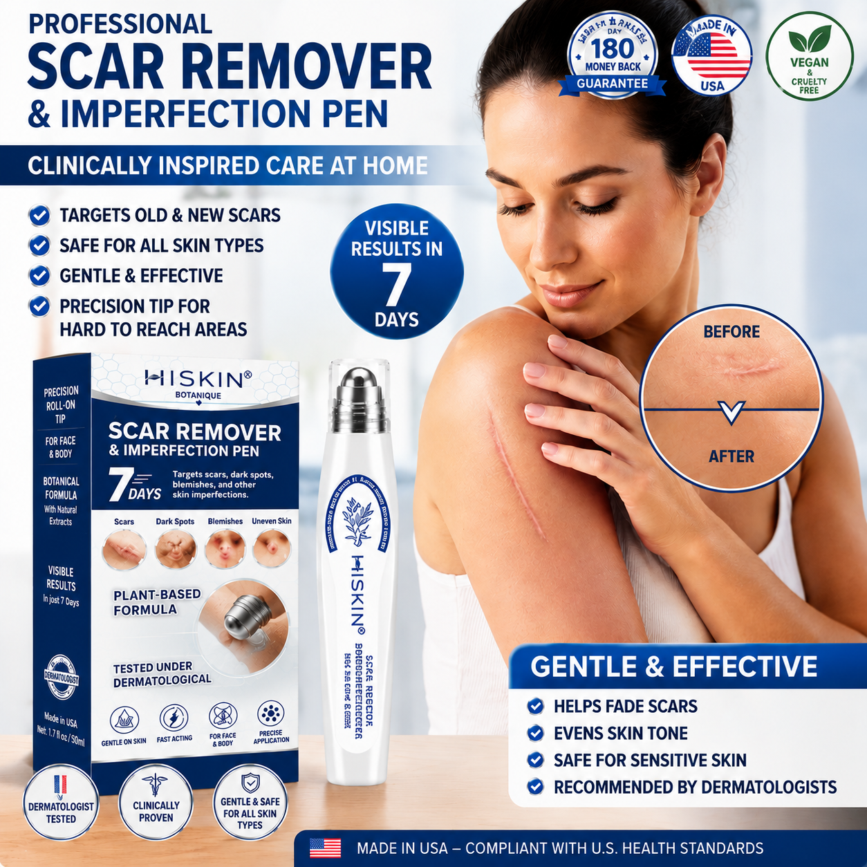 HISKIN®⭐ 𝟕-𝐃𝒂𝘆 Scar & Wart Remover Repair Pen — Advanced Skin Renewal Rollerball Treatment